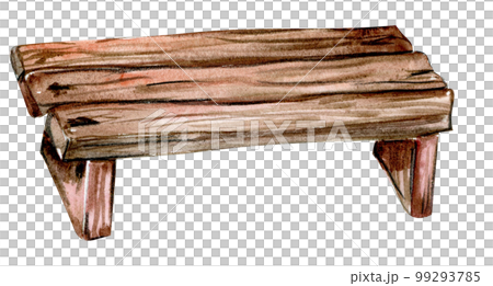 Watercolor hand drawn wooden bench .  Cute hand painted  illustration for greeting cards, prints, souvenirs,post cards. Illustartion isolated on white background. 99293785