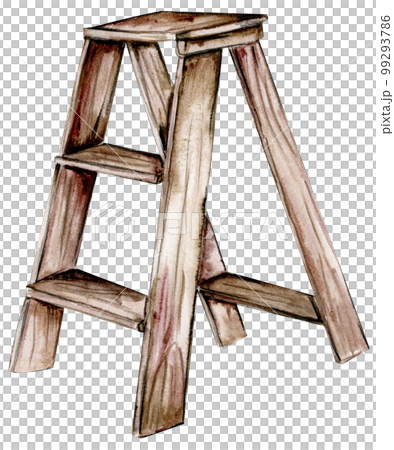 Watercolor hand drawn wooden ladder .  Cute hand painted  illustration for greeting cards, prints, souvenirs,post cards. Illustartion isolated on white background. 99293786