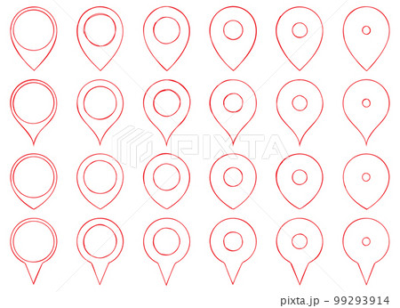 Hand drawn map pointer pin vector set Hand drawn map pointer pin vector set 99293914