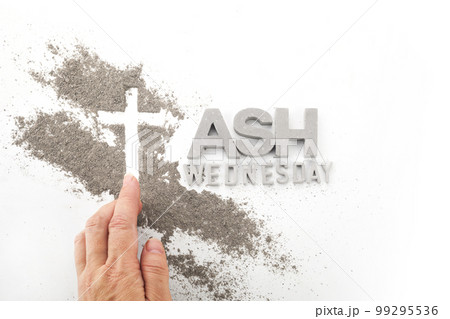 Cross made of ashes, Ash Wednesday, Lent season abstract background. Cross made of ashes, Ash Wednesday, Lent season abstract background. 99295536