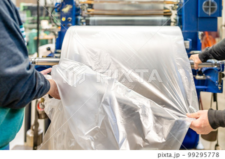 production of plastic bags in the factory production of plastic bags in the factory 99295778