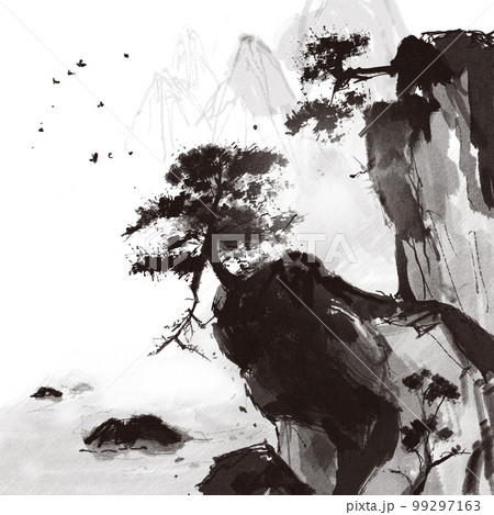 東洋画 山 水墨画 99297163