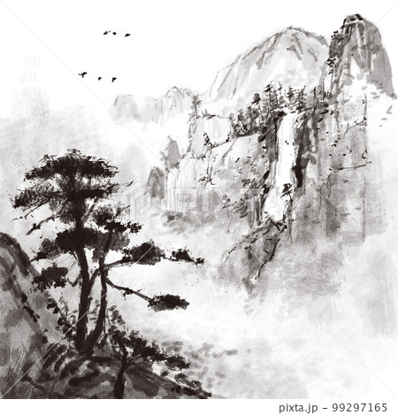 東洋画 山 水墨画 99297165