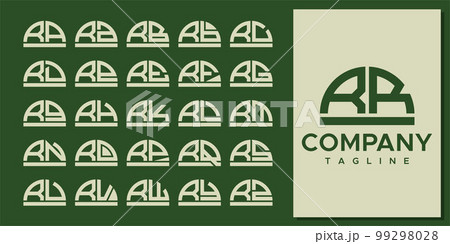 Abstract half circle letter RR R logo design set. 99298028