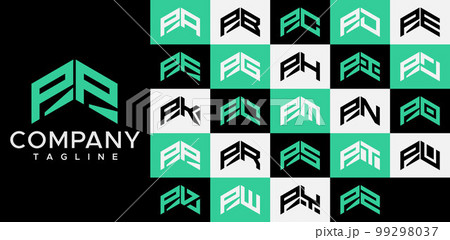 Upward arrow letter PP P logo design template set. 99298037