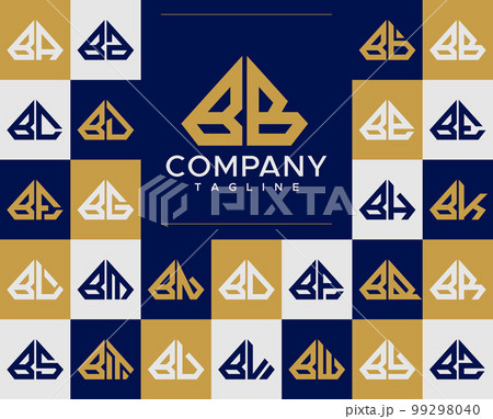 Luxury diamond letter BB B logo design set. Abstract jewelry B initial logo. Luxury diamond letter BB B logo design set. Abstract jewelry B initial logo. 99298040