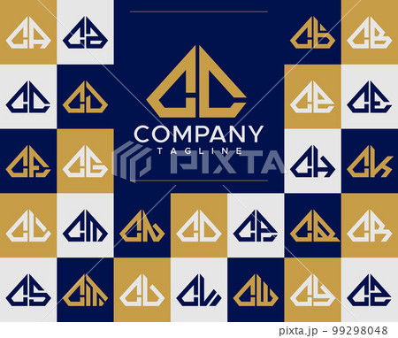 Luxury diamond letter CC C logo design set. Abstract jewelry C initial logo. Luxury diamond letter CC C logo design set. Abstract jewelry C initial logo. 99298048