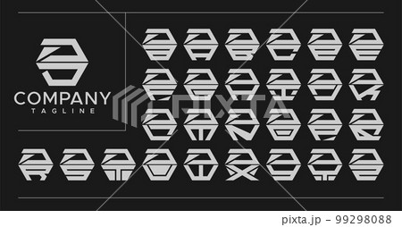 Modern line hexagon letter DD D logo design. 99298088
