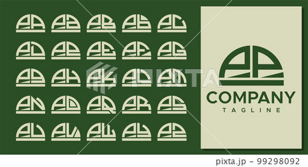 Abstract half circle letter P PP logo design set. 99298092