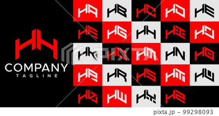 Upward arrow letter HH H logo design template set. 99298093