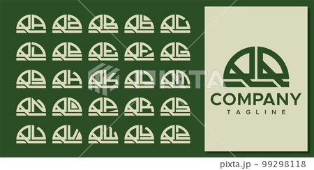 Abstract half circle letter Q QQ logo design set. Abstract half circle letter Q QQ logo design set. 99298118