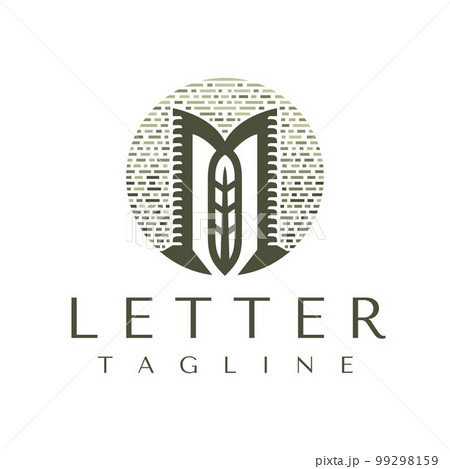 Vintage leaf letter M logo design template. Retro circle initial M floral logo. Vintage leaf letter M logo design template. Retro circle initial M floral logo. 99298159