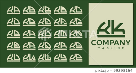 Abstract half circle letter KK K logo design set 99298164