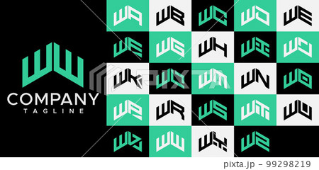 Upward arrow letter WW W logo design template set. Upward arrow letter WW W logo design template set. 99298219