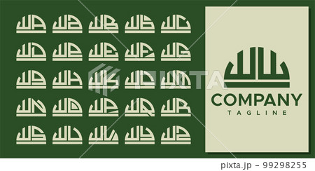 Abstract half circle letter WW W logo design set 99298255