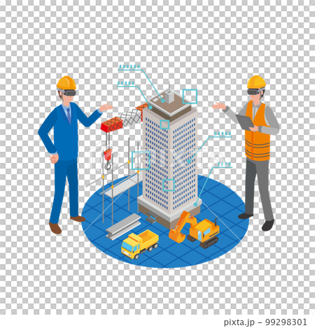Construction meeting wearing VR goggles Construction meeting wearing VR goggles 99298301