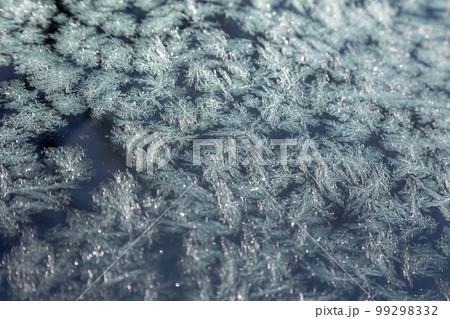 自動車のフロントガラスに付いた霜の結晶 99298332
