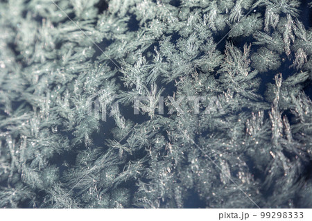 自動車のフロントガラスに付いた霜の結晶 99298333