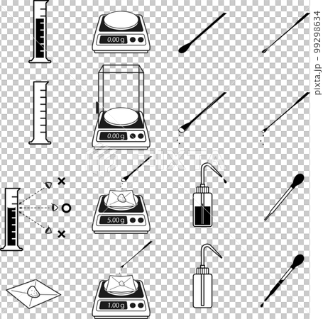 Weighing labware icon set Weighing labware icon set 99298634
