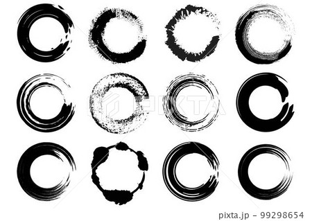 Bundle of ink brush round circle stroke...のイラスト素材 [99298654] - PIXTA