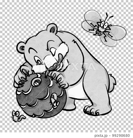 くま イラスト モノクロ 99298680