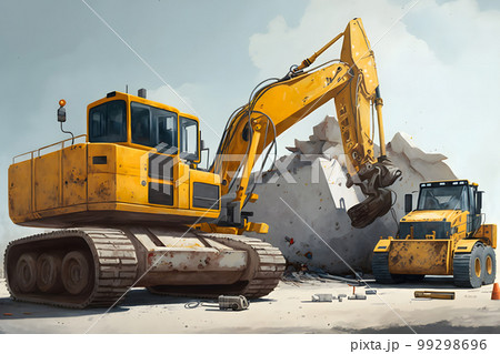 Turkey earthquake aftermath, rescue operations and demolition of damaged buildings after earthquake. Neural network AI generated art 99298696
