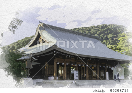 水彩画風　橿原神宮　外拝殿　奈良県橿原市 99298715