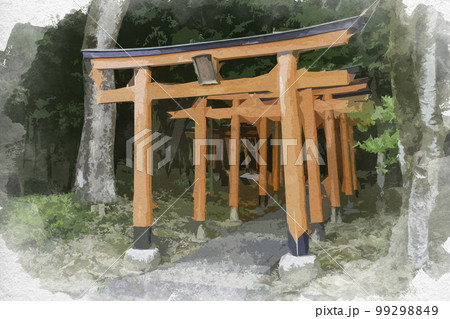 水彩画風 橿原神宮 長山稲荷社 奈良県橿原市 水彩画風 橿原神宮 長山稲荷社 奈良県橿原市 99298849