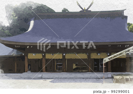 水彩画風　橿原神宮　内拝殿　奈良県橿原市 99299001