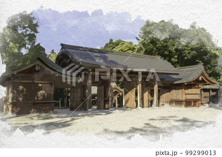水彩画風 橿原神宮 北神門 奈良県橿原市 水彩画風 橿原神宮 北神門 奈良県橿原市 99299013