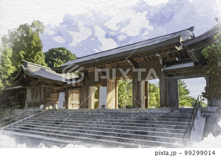 水彩画風 橿原神宮 北神門 奈良県橿原市 水彩画風 橿原神宮 北神門 奈良県橿原市 99299014