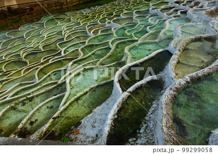 Travertine formations in Egerszalok spa resort Travertine formations in Egerszalok spa resort 99299058