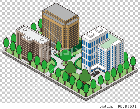 建物の立体的なイラスト. 街並みの景観. 99299631