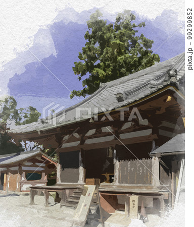 水彩画風 吉野 金峯山寺 愛染堂 奈良県吉野郡吉野町 水彩画風 吉野 金峯山寺 愛染堂 奈良県吉野郡吉野町 99299852