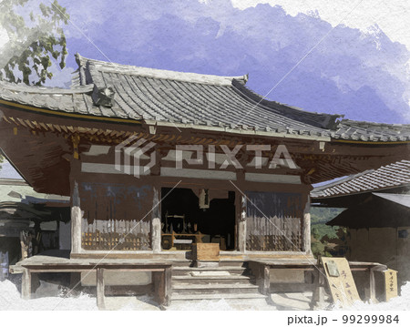 水彩画風 吉野 金峯山寺 観音堂 奈良県吉野郡吉野町 水彩画風 吉野 金峯山寺 観音堂 奈良県吉野郡吉野町 99299984