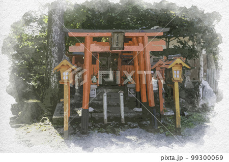 水彩画風 吉野 金峯山寺 久富大明神 奈良県吉野郡吉野町 水彩画風 吉野 金峯山寺 久富大明神 奈良県吉野郡吉野町 99300069