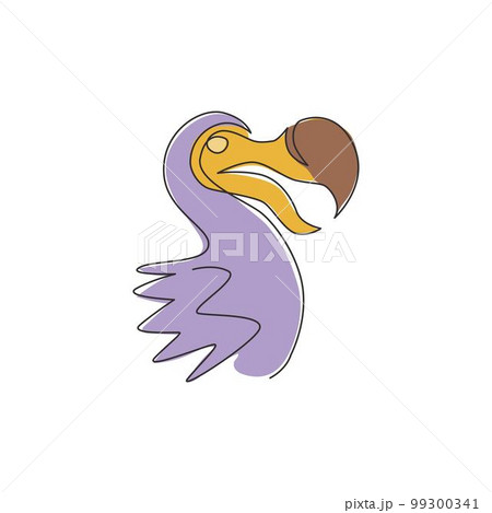 One continuous line drawing of cute adorable dodo bird head for logo identity. Extinct animal mascot concept for museum zoo icon. Modern single line draw design vector illustration graphic One continuous line drawing of cute adorable dodo bird head for logo identity. Extinct animal mascot concept for museum zoo icon. Modern single line draw design vector illustration graphic 99300341