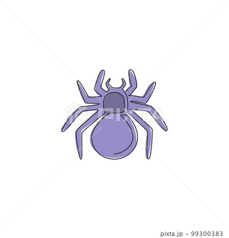 One single line drawing of dangerous spider for company logo identity. Cute arachnid pet concept for insect lover club icon. Modern continuous line draw design vector graphic illustration 99300383