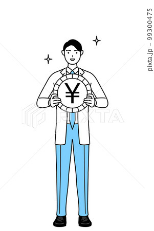 為替差益や円高のイメージ、白衣を着た男性医師 為替差益や円高のイメージ、白衣を着た男性医師 99300475