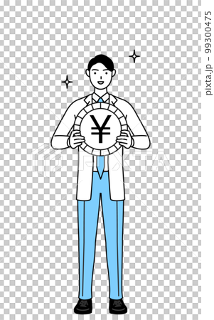 為替差益や円高のイメージ、白衣を着た男性医師 為替差益や円高のイメージ、白衣を着た男性医師 99300475