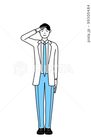 最敬礼する白衣を着た男性医師 99300484