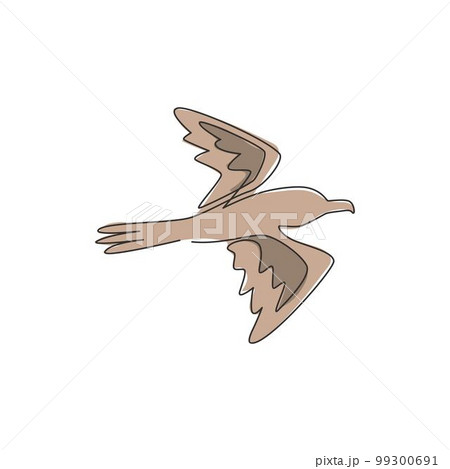 Single continuous line drawing of cute albatross for business logo identity. Adorable sea bird mascot concept for marine company brand icon. Modern one line draw graphic design vector illustration 99300691