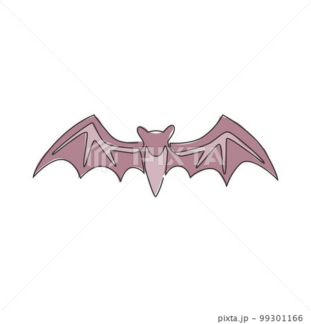 One single line drawing of wild bat for company business logo identity. Cute mammal animal mascot concept for comic hero symbol. Modern continuous line draw graphic vector design illustration 99301166