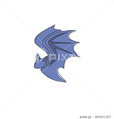 One single line drawing of wild bat for company business logo identity. Cute mammal animal mascot concept for comic hero symbol. Trendy continuous line draw vector design graphic illustration 99301167