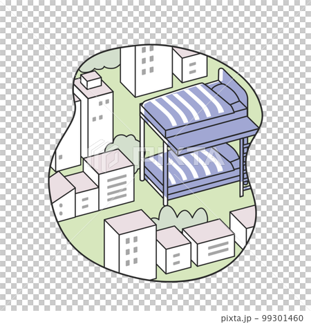 cropped landscape. street with bed 99301460