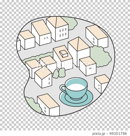 cropped landscape. street with coffee 99301786
