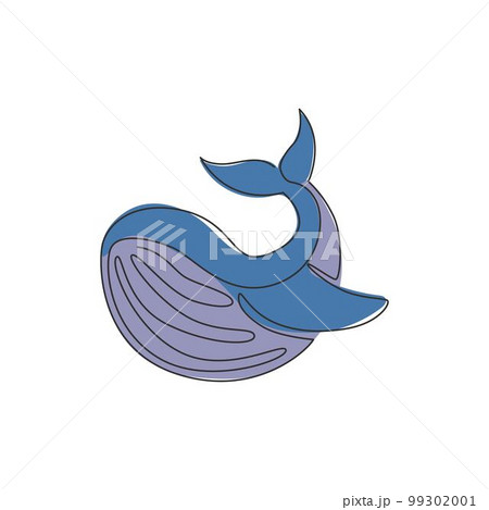 Single continuous line drawing of big whale for marine company logo identity. Big fish mammal animal mascot concept for business logotype. Trendy one line draw design illustration vector graphic Single continuous line drawing of big whale for marine company logo identity. Big fish mammal animal mascot concept for business logotype. Trendy one line draw design illustration vector graphic 99302001