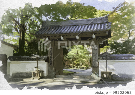 水彩画風　吉野　金峯山寺　本坊　奈良県吉野郡吉野町 99302062