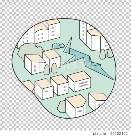 cropped landscape. city with big cracks 99302162