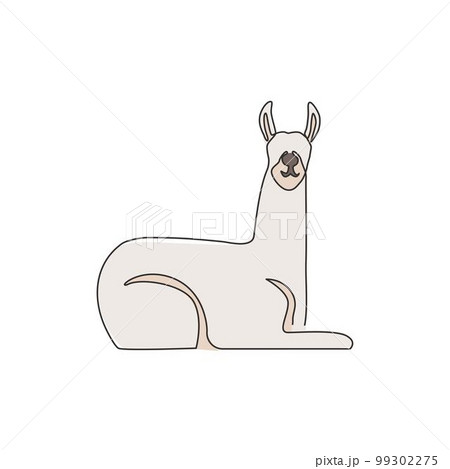 One single line drawing of cute llama for company logo identity. Business corporation icon concept from animals typical of South America. Modern continuous line draw vector design graphic illustration 99302275